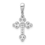 Sterling Silver Rhodium-plated Polished CZ Budded Cross Pendant - Image 3