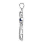 Sterling Silver Rhodium-plated CZ & Lab Cr. Blue Spinel Cross Pendant - Image 2