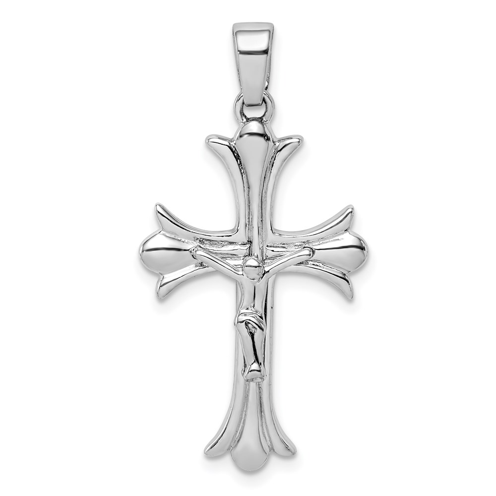 QC9408.jpg Sterling Silver Rhodium Plated Crucifix Pendant - Image 1