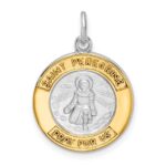 Sterling Silver Platinum-plated & Gold Tone St Peregrine Medal