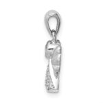 Sterling Silver Rhodium-plated CZ Satin Angel Pendant - Image 2
