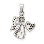 Sterling Silver Antiqued & CZ Angel Charm - Image 3