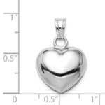 Sterling Silver Rhodium-plated Polished Bell inside Puffed Heart Pendant - Image 4