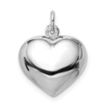 Sterling Silver Rhodium-plated Brushed/Polished Reversible Puffed Heart Pen - Image 3