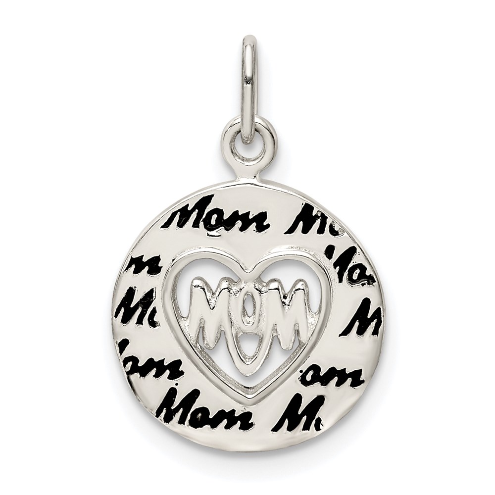 QC9495.jpg Sterling Silver Enamel MOM Charm - Image 1