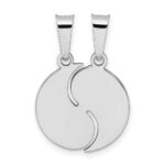 Sterling Silver Rhodium-plate Brush & Polished Yin Yang Break Apart Pendant - Image 3