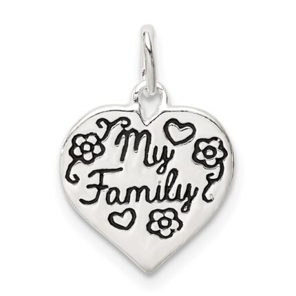 Sterling Silver Enamel MY FAMILY Heart Charm