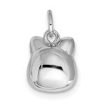 Sterling Silver Rhodium-plated Antiqued Cat Head Pendant - Image 3