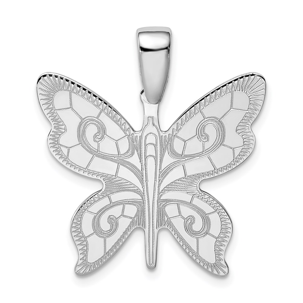 QC9541.jpg Sterling Silver Rhodium-plated Butterfly Pendant - Image 1