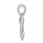 Sterling Silver Rhodium Plated Diamond-cut Butterfly Pendant - Image 2