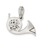 Sterling Silver Antiqued Marcasite French Horn Pendant - Image 3