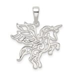 Sterling Silver Diamond-cut Unicorn Pendant - Image 3