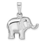 Sterling Silver Rhodium-plated Polished Elephant Pendant - Image 3