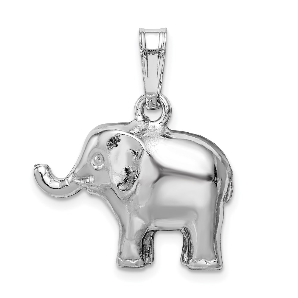 QC9627.jpg Sterling Silver Rhodium-plated Polished Elephant Pendant - Image 1