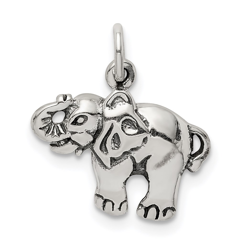 QC9628.jpg Sterling Silver Antique Elephant Charm - Image 1