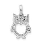 Sterling Silver Rhodium-plated CZ Owl Pendant - Image 3