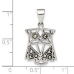 Sterling Silver Antiqued Marcasite Owl Pendant - Image 4