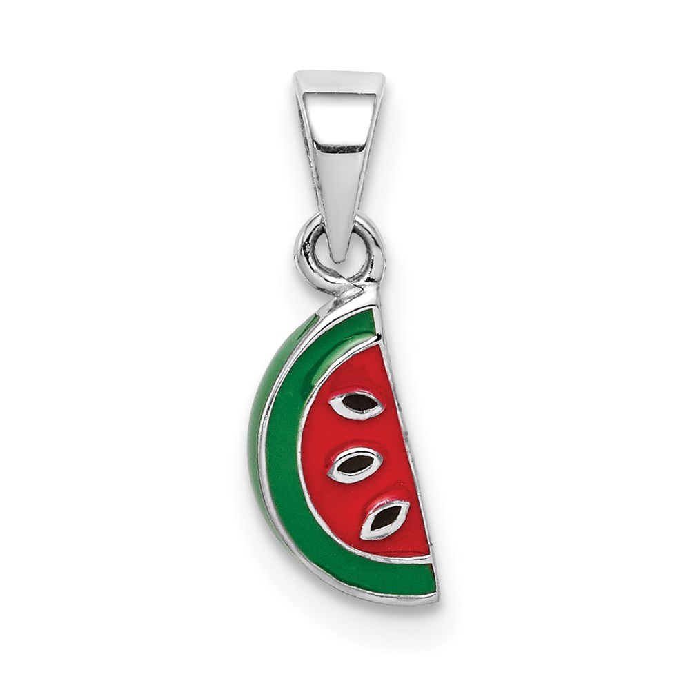 QC9651.jpg Sterling Silver RH-plated Enameled Watermelon Children's Pendant - Image 1