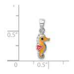 Sterling Silver RH-plated Multi-color Enamel Seahorse Children's Pendant - Image 4