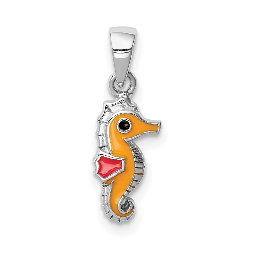 QC9659.jpg Sterling Silver RH-plated Multi-color Enamel Seahorse Children's Pendant - Image 1
