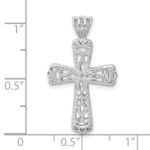 Sterling Silver Rhodium-plated Filigree Textured Cross Pendant - Image 5
