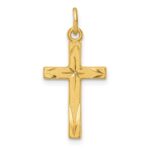 Sterling Silver Gold Tone Diamond-Cut Cross Pendant