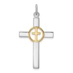 Sterling Silver Platinum-plated & Gold Tone Cross Pendant
