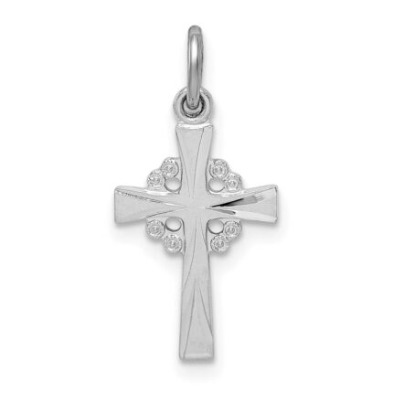 Sterling Silver Platinum-plated Diamond Cut Cross Pendant
