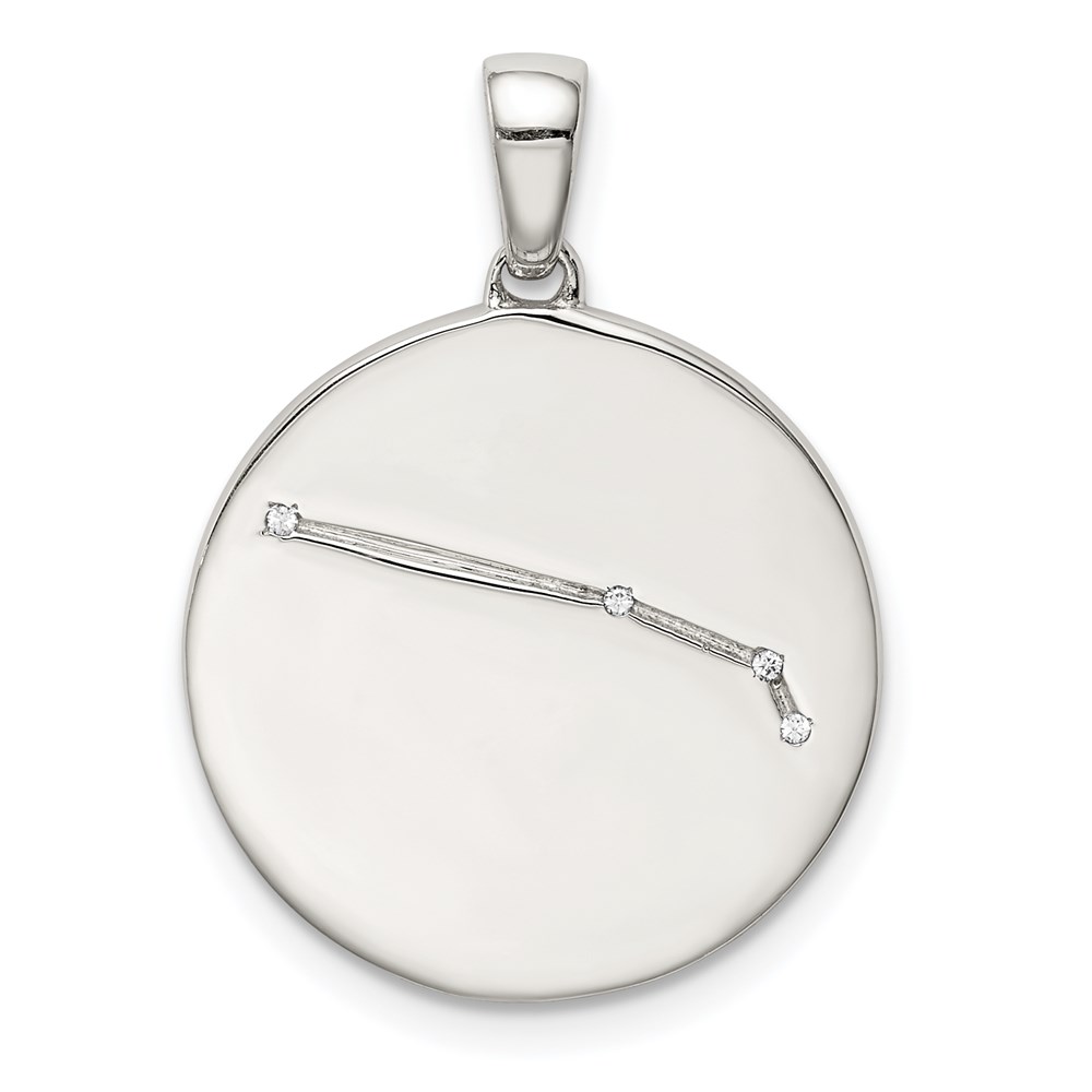 QC9730.jpg Sterling Silver Rhodium-plated & CZ Aries Zodiac Pendant - Image 1