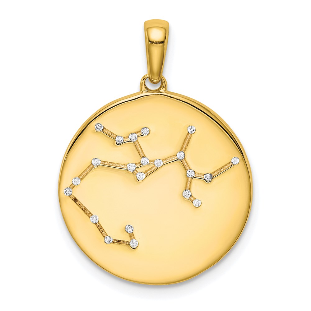 QC9738GP.jpg Sterling Silver Gold-plated & CZ Sagittarius Zodiac Pendant - Image 1