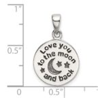 Sterling Silver LOVE YOU TO THE MOON Antiqued Star and Moon Pendant - Image 4
