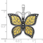 De-Ani Sterling Silver Rhodium-Plated Polished Enameled Yellow Butterfly Pendant - Image 4