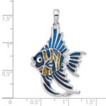 De-Ani Sterling Silver Rhodium-Plated Polished Enameled Angelfish Pendant - Image 4