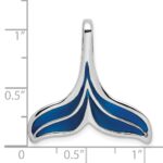 De-Ani Sterling Silver Rhodium-Plated Polished Enameled Blue Whale Tail Slide - Image 4