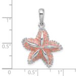 De-Ani Sterling Silver Rhodium-Plated Polished Enameled Starfish Pendant - Image 4