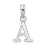 Sterling Silver Rhodium-plated Polished Block Initial -A- Pendant