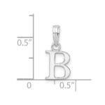 Sterling Silver Rhodium-plated Polished Block Initial -B- Pendant - Image 4