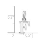 Sterling Silver Rhodium-plated Polished Block Initial -F- Pendant - Image 4