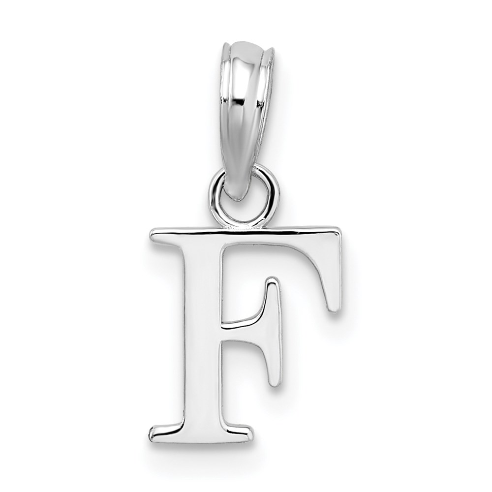 QC9792F.jpg Sterling Silver Rhodium-plated Polished Block Initial -F- Pendant - Image 1