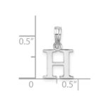 Sterling Silver Rhodium-plated Polished Block Initial -H- Pendant - Image 4