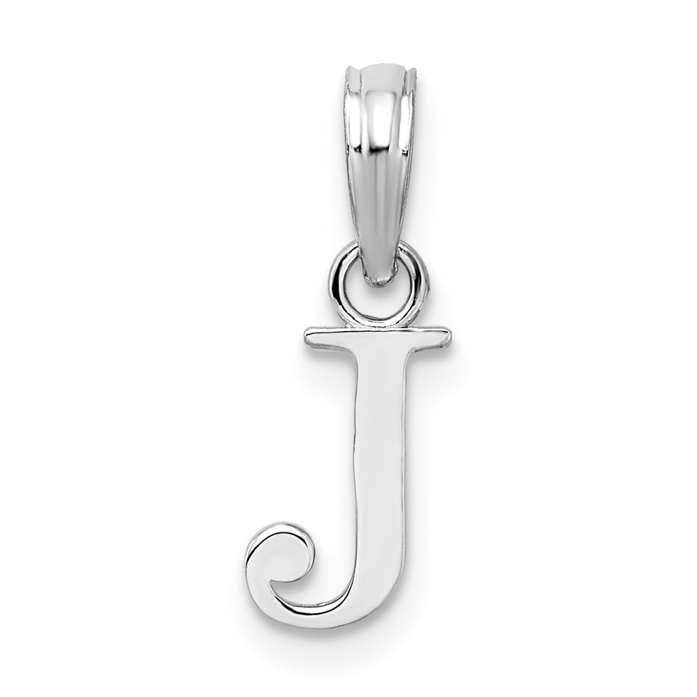 QC9792J.jpg Sterling Silver Rhodium-plated Polished Block Initial -J- Pendant - Image 1