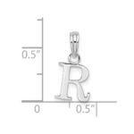 Sterling Silver Rhodium-plated Polished Block Initial -R- Pendant - Image 4