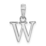 Sterling Silver Rhodium-plated Polished Block Initial -W- Pendant - Image 3