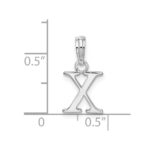 Sterling Silver Rhodium-plated Polished Block Initial -X- Pendant - Image 4