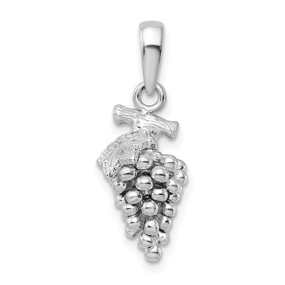 QC9795.jpg De-Ani Sterling Silver Rhodium-Plated Polished 3D Grapes Pendant - Image 1