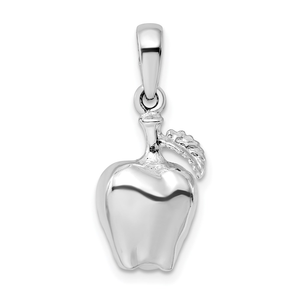 QC9796.jpg De-Ani Sterling Silver Rhodium-Plated Polished 3D Apple Pendant - Image 1