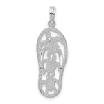 De-Ani Sterling Silver Rhodium-Plated 3D Cut-Out Turtles Flip-flop Pendant - Image 3
