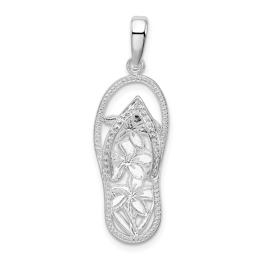 QC9802.jpg De-Ani Sterling Silver Rhodium-Plated 3D Cut-Out Flowers Flip-flop Pendant - Image 1