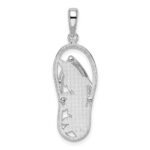 De-Ani Sterling Silver Rhodium-Plated 3D Cut-Out Dolphin Flip-flop Pendant - Image 3