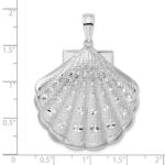 De-Ani Sterling Silver Rhodium-Plated Diamond-Cut Large Scallop Shell Pendant - Image 4